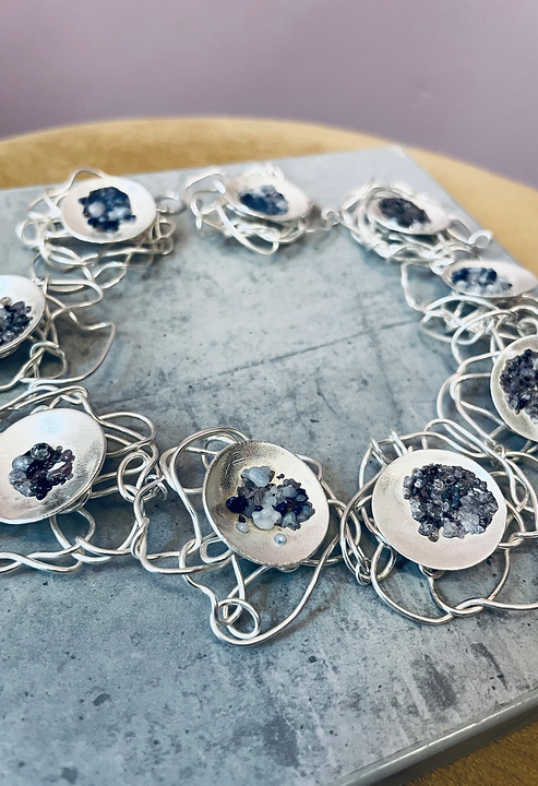 Silver rose Necklace statement necklace